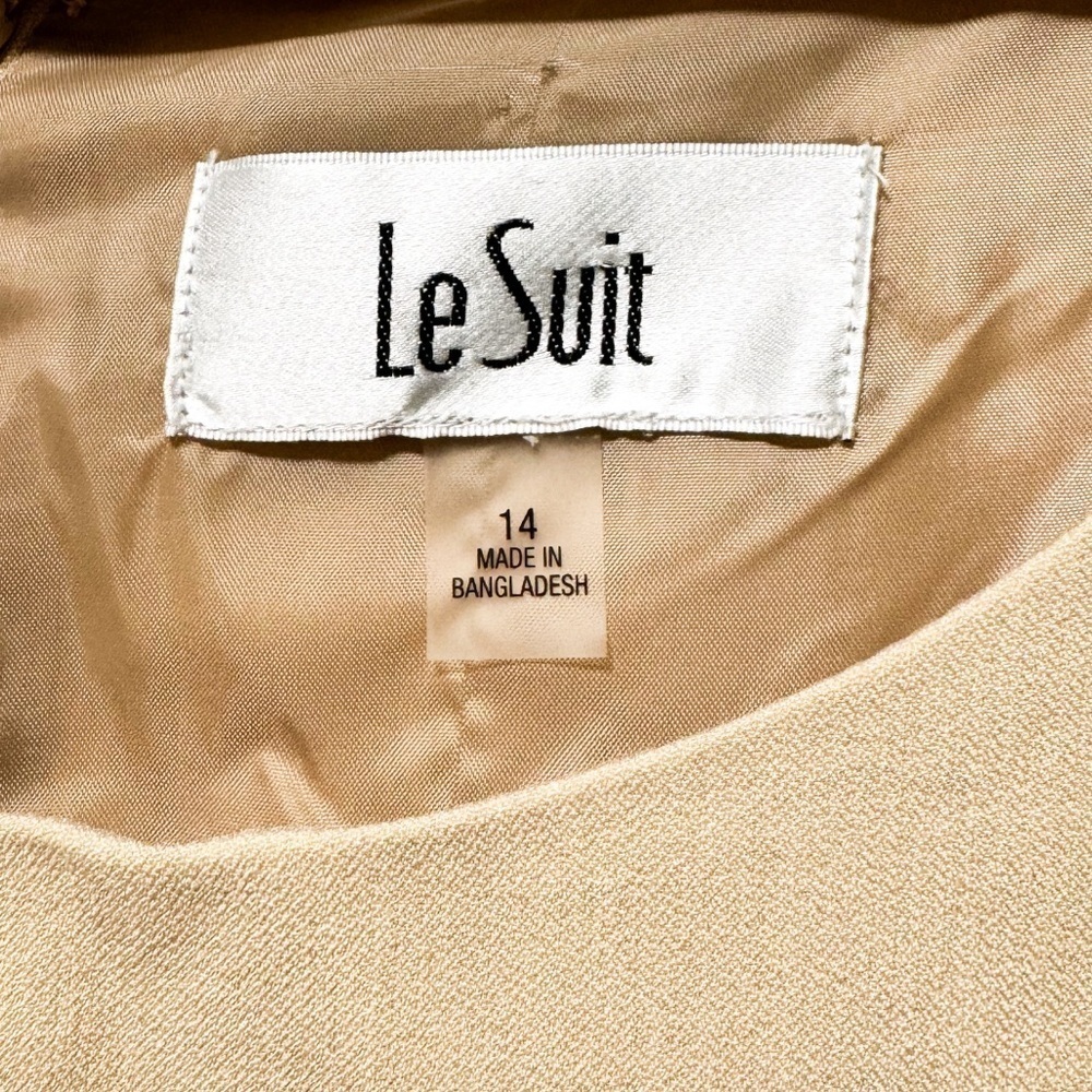 NWT Le Suit Sheath Dress | Open Front Jacket | 2 Piece Set | Size 14 plus | Tan - Picture 9 of 16
